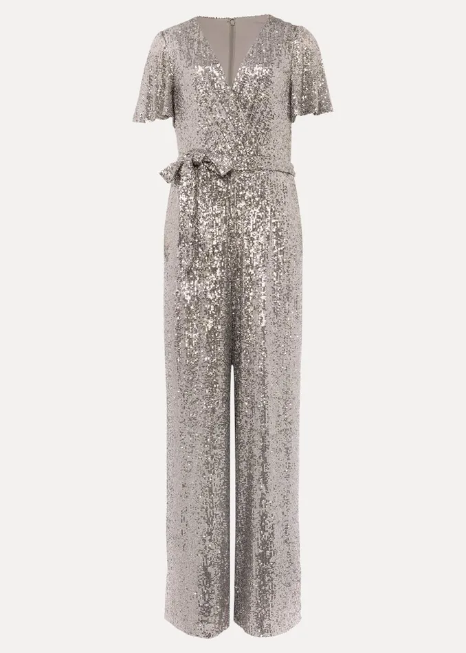Women Phase Eight Jumpsuits Allesandra Sequin Jumpsuit Pewter