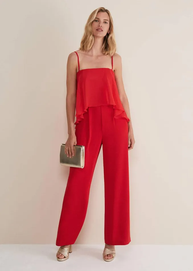 Women Phase Eight Jumpsuits Anna Red Wide Leg Jumpsuit Fire