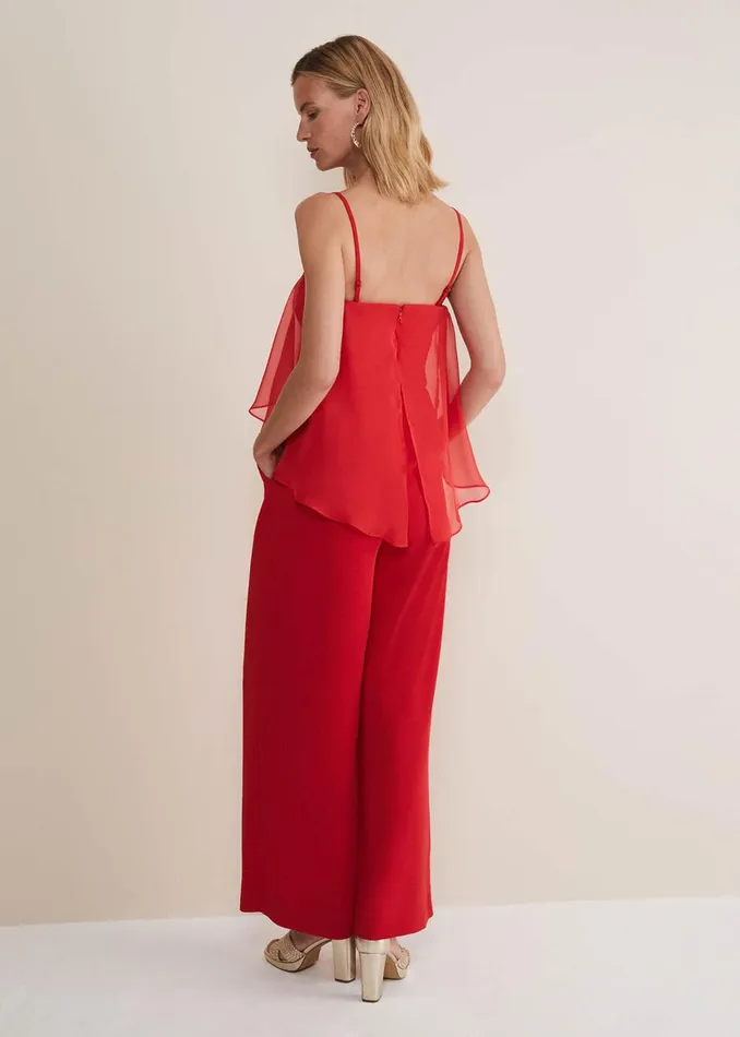 Women Phase Eight Jumpsuits Anna Red Wide Leg Jumpsuit Fire