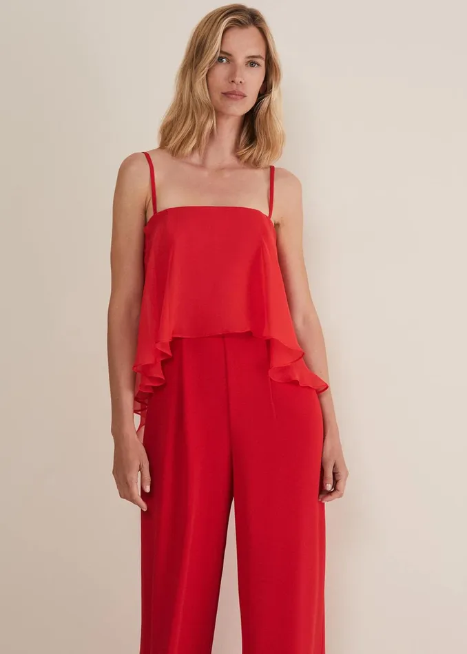 Women Phase Eight Jumpsuits Anna Red Wide Leg Jumpsuit Fire