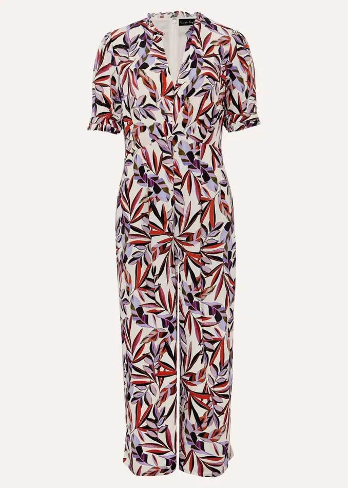 Women Phase Eight Jumpsuits Astrid Leaf Print Cropped Wide Leg Jumpsuit Ivorymulti