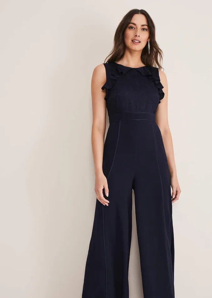 Women Phase Eight Jumpsuits Atlanta Burnout Jumpsuit Navy