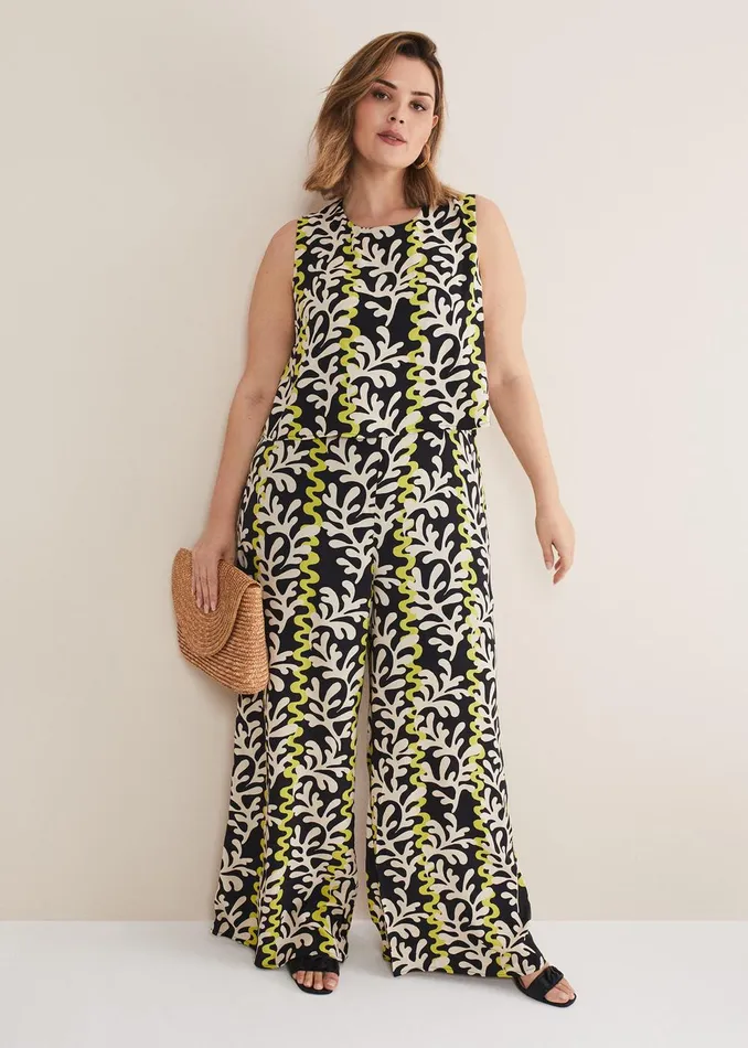Women Phase Eight Jumpsuits Aubrey Abstract Wide Leg Jumpsuit Oliveblack