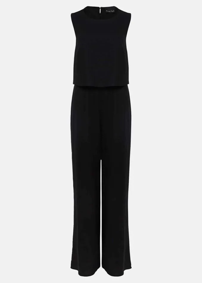 Women Phase Eight Jumpsuits Aubrey Black Linen Wide Leg Jumpsuit Black