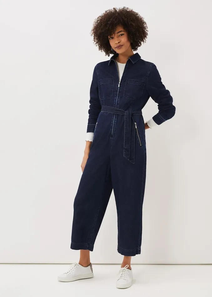 Women Phase Eight Jumpsuits Cecile Denim Wide Leg Jumpsuit Denim
