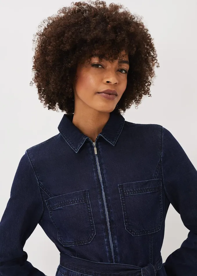 Women Phase Eight Jumpsuits Cecile Denim Wide Leg Jumpsuit Denim