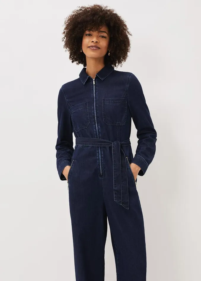 Women Phase Eight Jumpsuits Cecile Denim Wide Leg Jumpsuit Denim