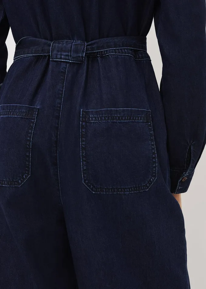 Women Phase Eight Jumpsuits Cecile Denim Wide Leg Jumpsuit Denim
