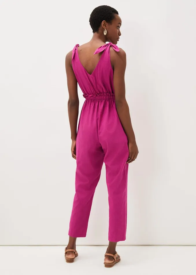 Women Phase Eight Jumpsuits Chessie Linen Tie Jumpsuit Orchid