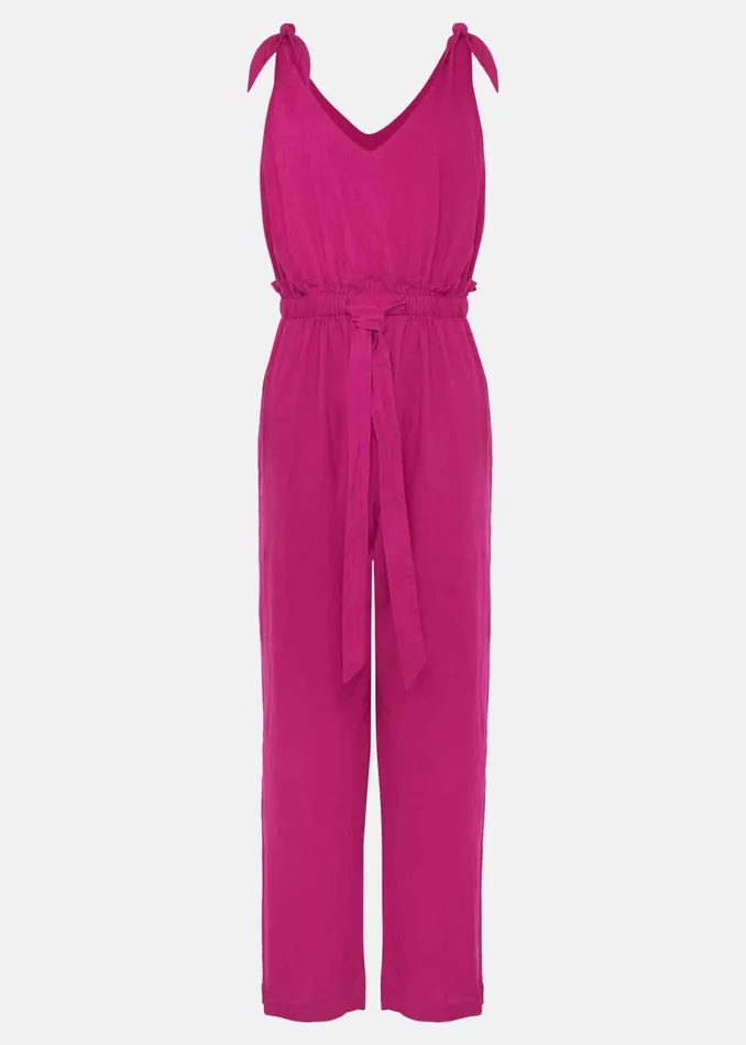 Women Phase Eight Jumpsuits Chessie Linen Tie Jumpsuit Orchid