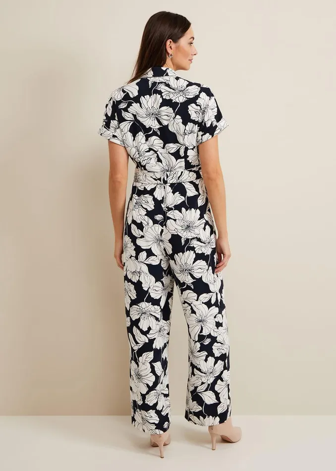 Women Phase Eight Jumpsuits Constance Floral Jumpsuit Navyivory
