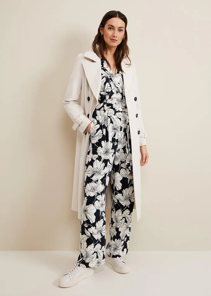Women Phase Eight Jumpsuits Constance Floral Jumpsuit Navyivory
