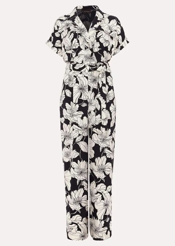 Women Phase Eight Jumpsuits Constance Floral Jumpsuit Navyivory