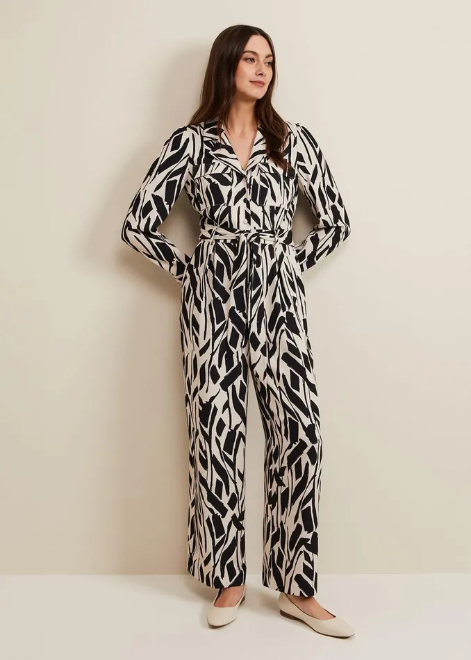 Women Phase Eight Jumpsuits Constance Geo Jumpsuit Black