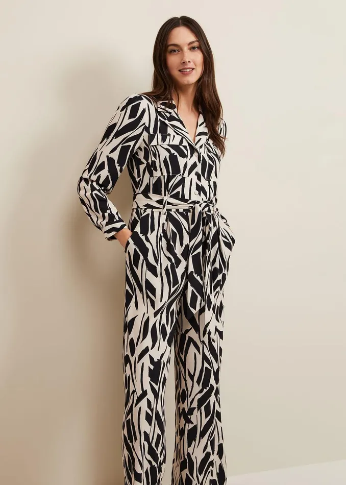 Women Phase Eight Jumpsuits Constance Geo Jumpsuit Black
