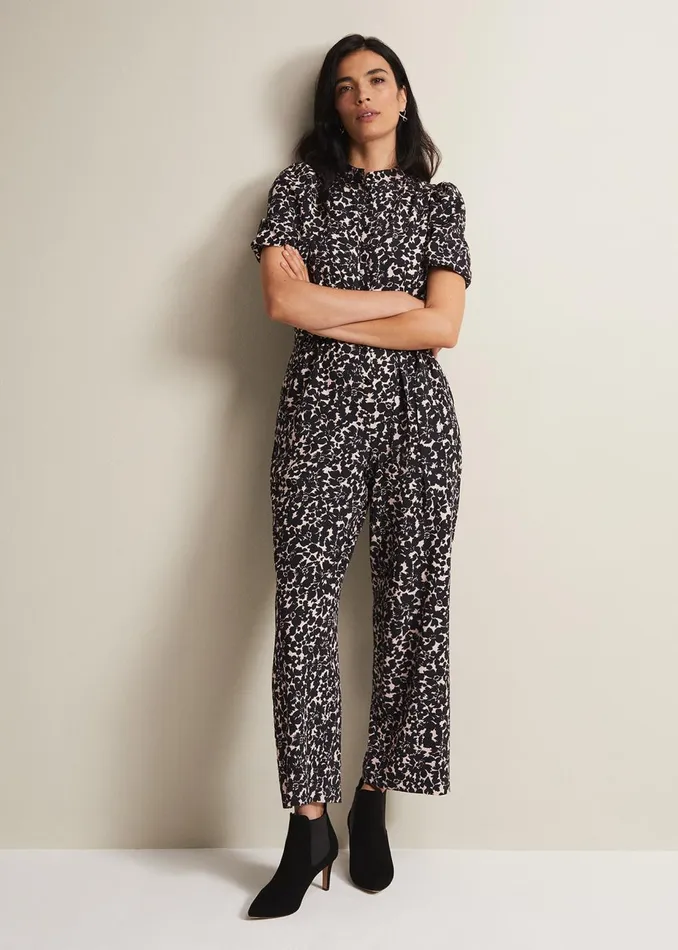 Women Phase Eight Jumpsuits Dorothea Floral Jumpsuit Blackmulti