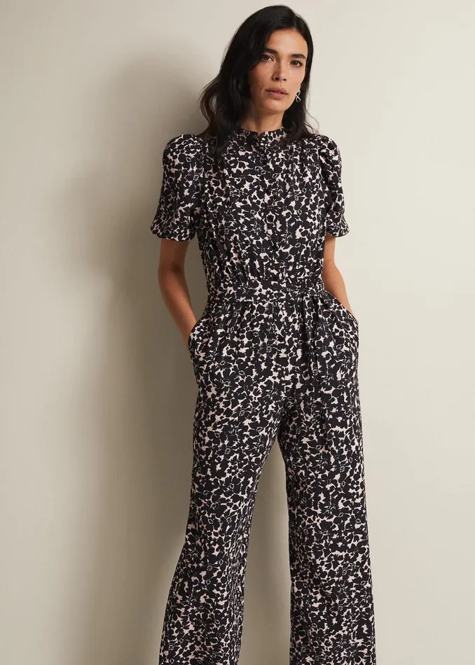 Women Phase Eight Jumpsuits Dorothea Floral Jumpsuit Blackmulti