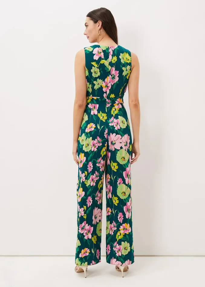 Women Phase Eight Jumpsuits Effie Printed Jumpsuit Tealmulti