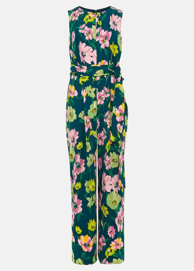 Women Phase Eight Jumpsuits Effie Printed Jumpsuit Tealmulti