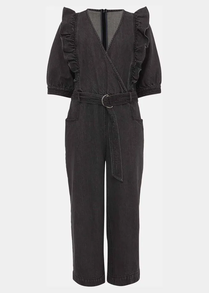 Women Phase Eight Jumpsuits Flora Denim Frill Jumpsuit Grey