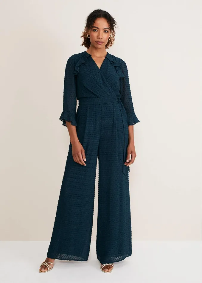 Women Phase Eight Jumpsuits Hattie Wrap Wide Leg Jumpsuit Ocean