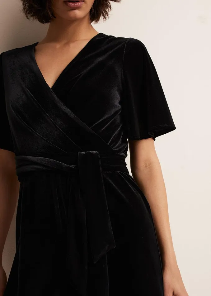 Women Phase Eight Jumpsuits Holly Black Velvet Playsuit Black