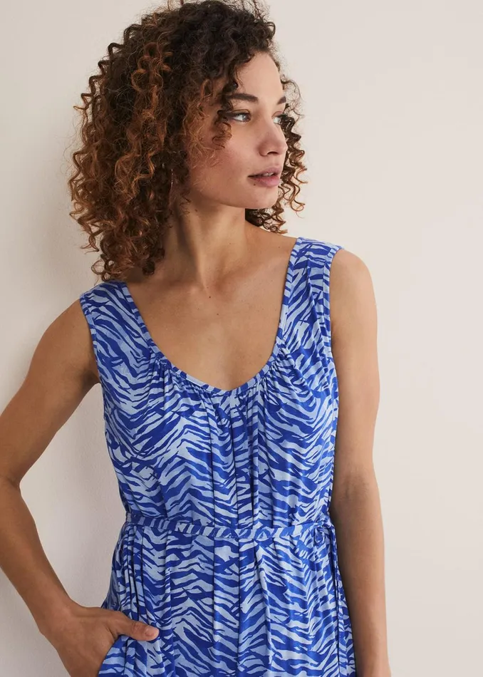 Women Phase Eight Jumpsuits Juliana Zebra Print Jersey Jumpsuit Blue