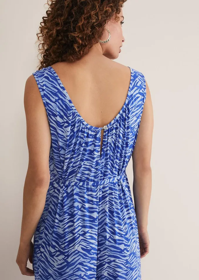 Women Phase Eight Jumpsuits Juliana Zebra Print Jersey Jumpsuit Blue