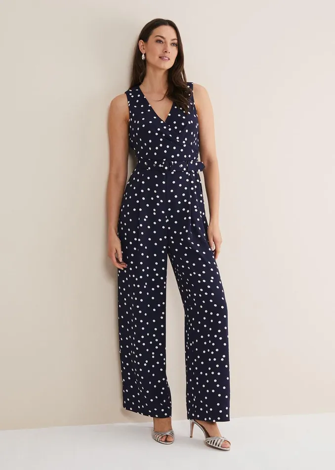 Women Phase Eight Jumpsuits Kenzie Spot Jumpsuit Navyivory