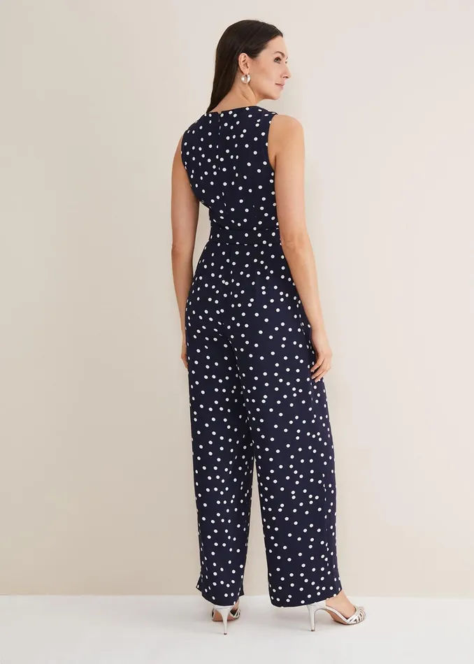 Women Phase Eight Jumpsuits Kenzie Spot Jumpsuit Navyivory