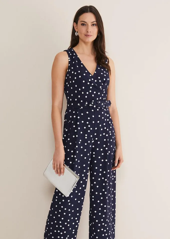 Women Phase Eight Jumpsuits Kenzie Spot Jumpsuit Navyivory