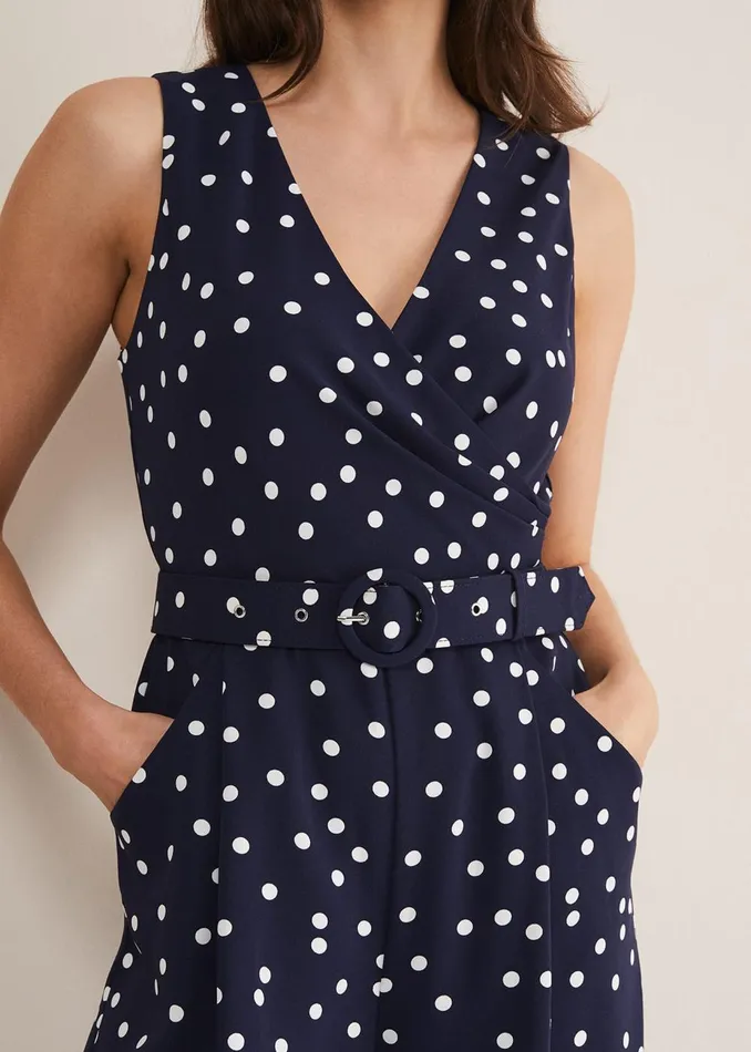 Women Phase Eight Jumpsuits Kenzie Spot Jumpsuit Navyivory