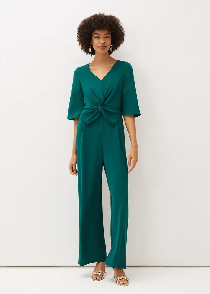 Women Phase Eight Jumpsuits Layla Bow Jumpsuit Emerald