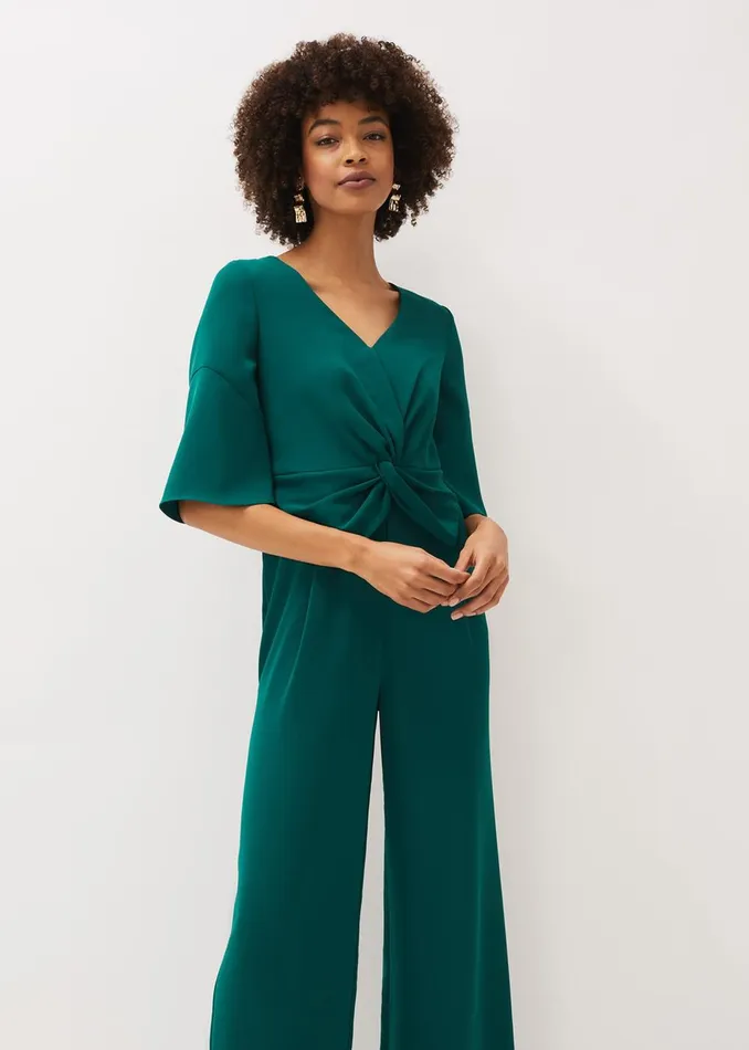Women Phase Eight Jumpsuits Layla Bow Jumpsuit Emerald