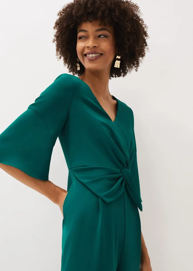 Women Phase Eight Jumpsuits Layla Bow Jumpsuit Emerald