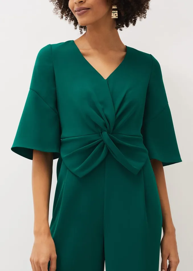 Women Phase Eight Jumpsuits Layla Bow Jumpsuit Emerald