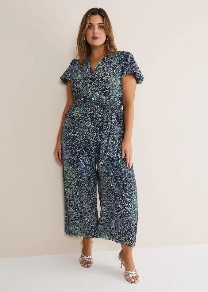 Women Phase Eight Jumpsuits Leora Wrap Printed Plisse Jumpsuit Navymulti