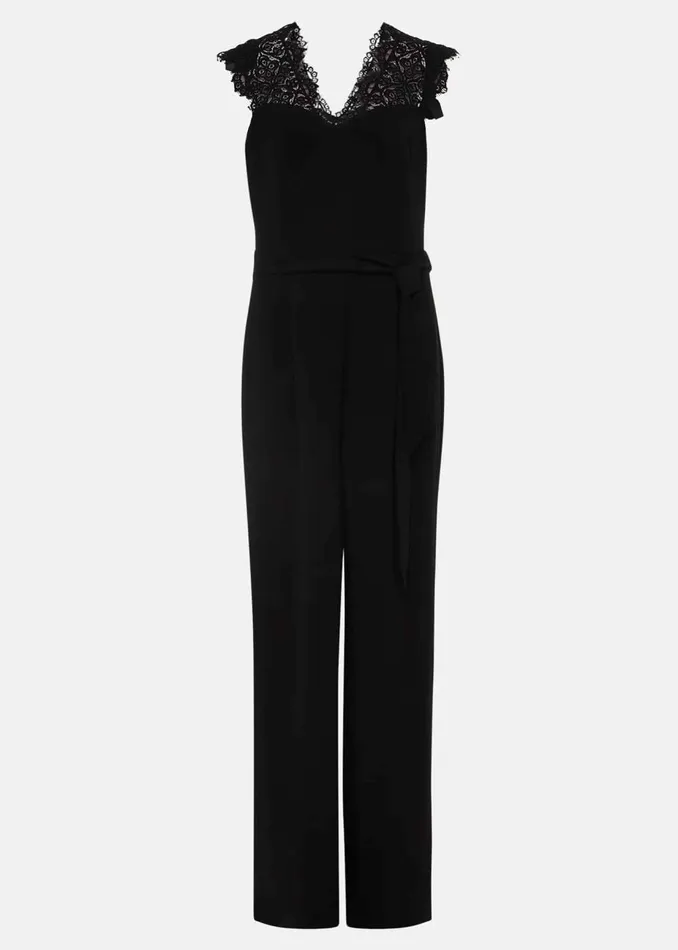 Women Phase Eight Jumpsuits Lia Sleeveless Lace Detail Jumpsuit Black