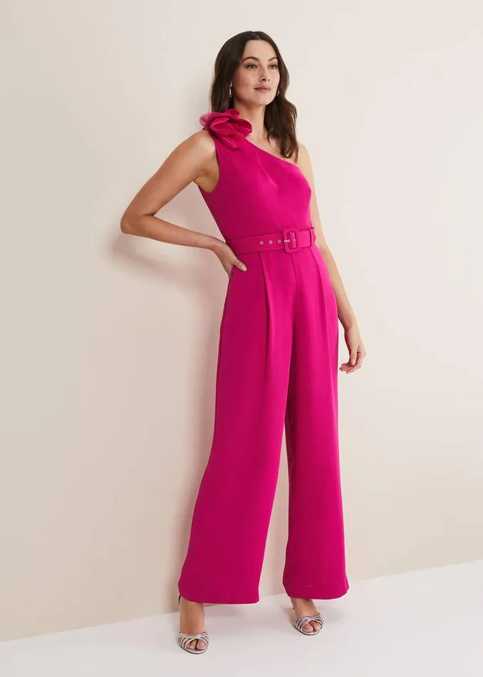 Women Phase Eight Jumpsuits Luisa One Shoulder Jumpsuit Magenta Pink