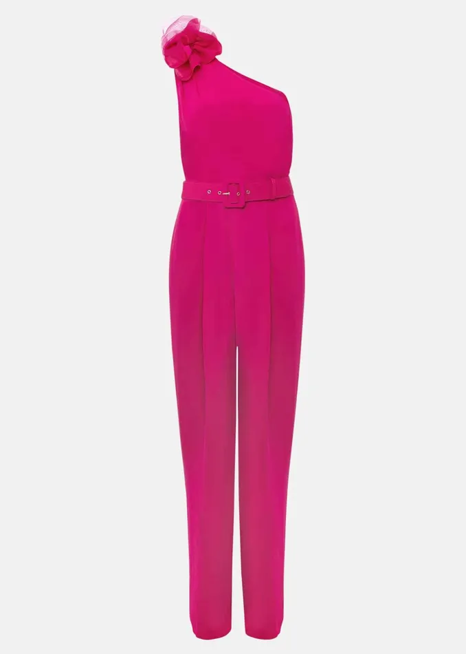 Women Phase Eight Jumpsuits Luisa One Shoulder Jumpsuit Magenta Pink