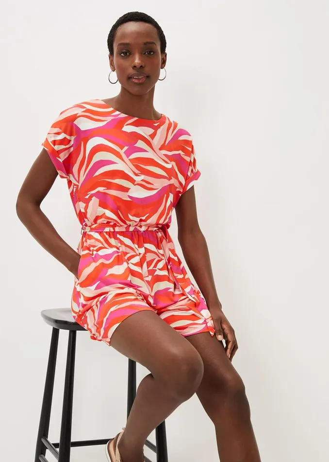 Women Phase Eight Jumpsuits Meryl Jersey Wave Print Playsuit Multicoloured