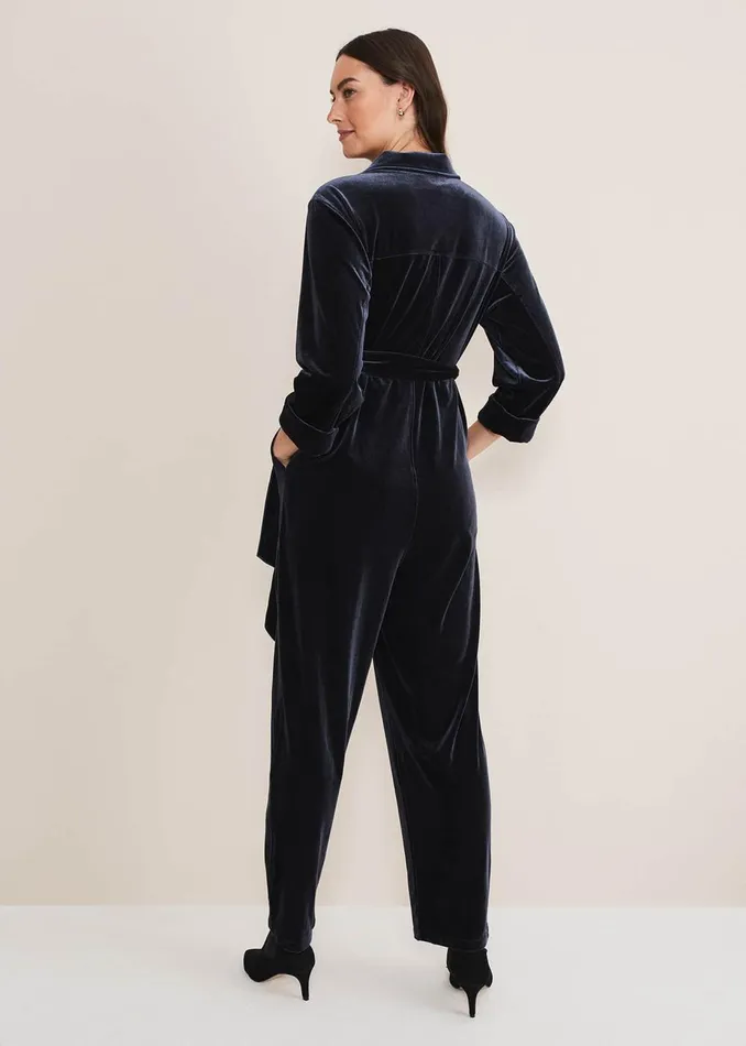 Women Phase Eight Jumpsuits Nala Velvet Jumpsuit Charcoal