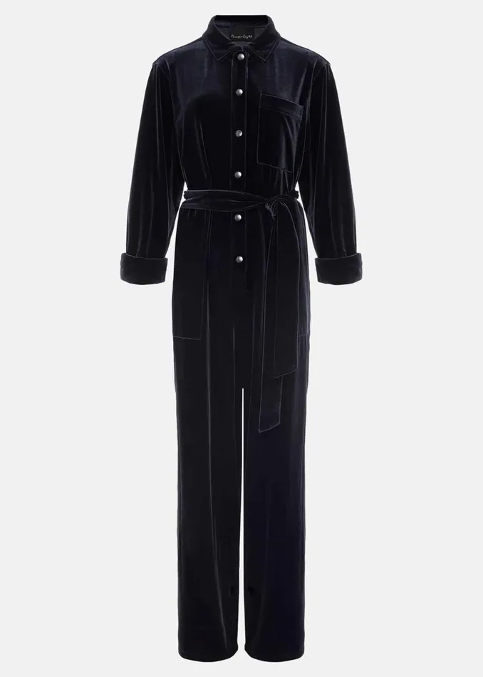 Women Phase Eight Jumpsuits Nala Velvet Jumpsuit Charcoal