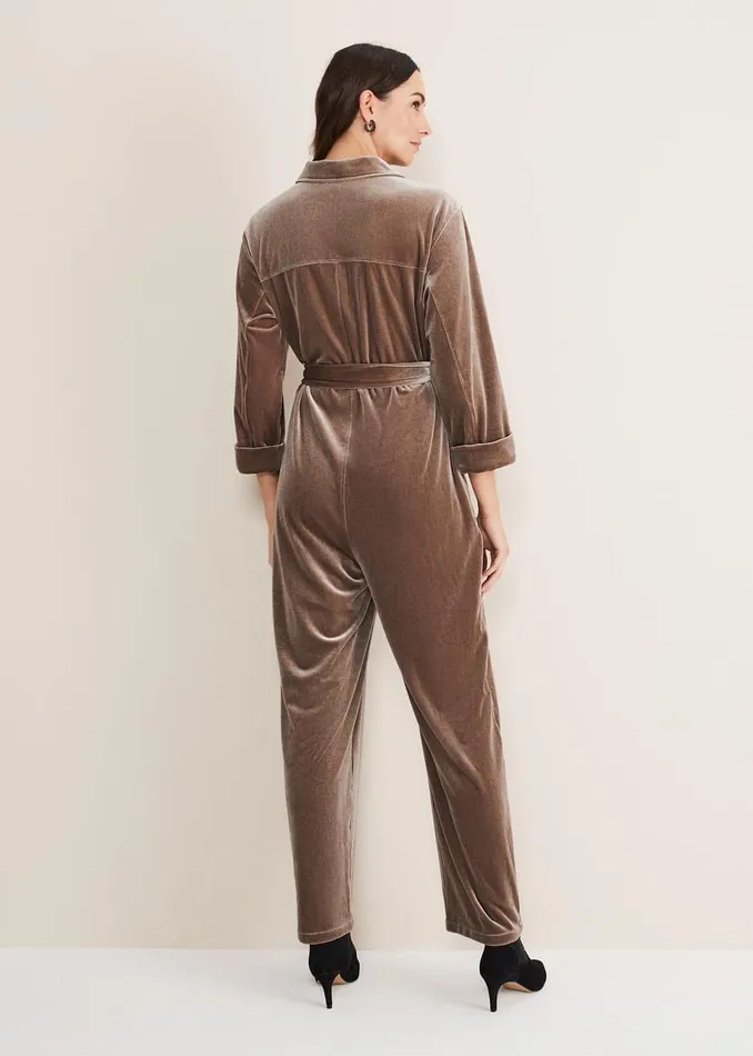 Women Phase Eight Jumpsuits Nala Velvet Jumpsuit Mushroom