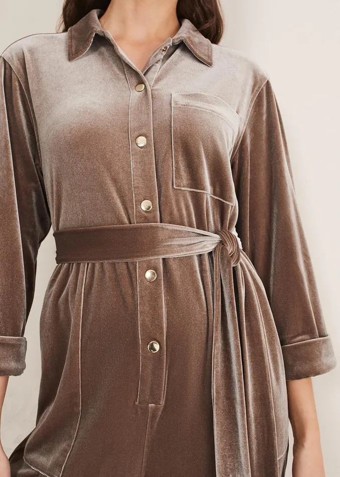 Women Phase Eight Jumpsuits Nala Velvet Jumpsuit Mushroom