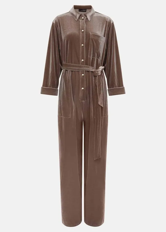 Women Phase Eight Jumpsuits Nala Velvet Jumpsuit Mushroom