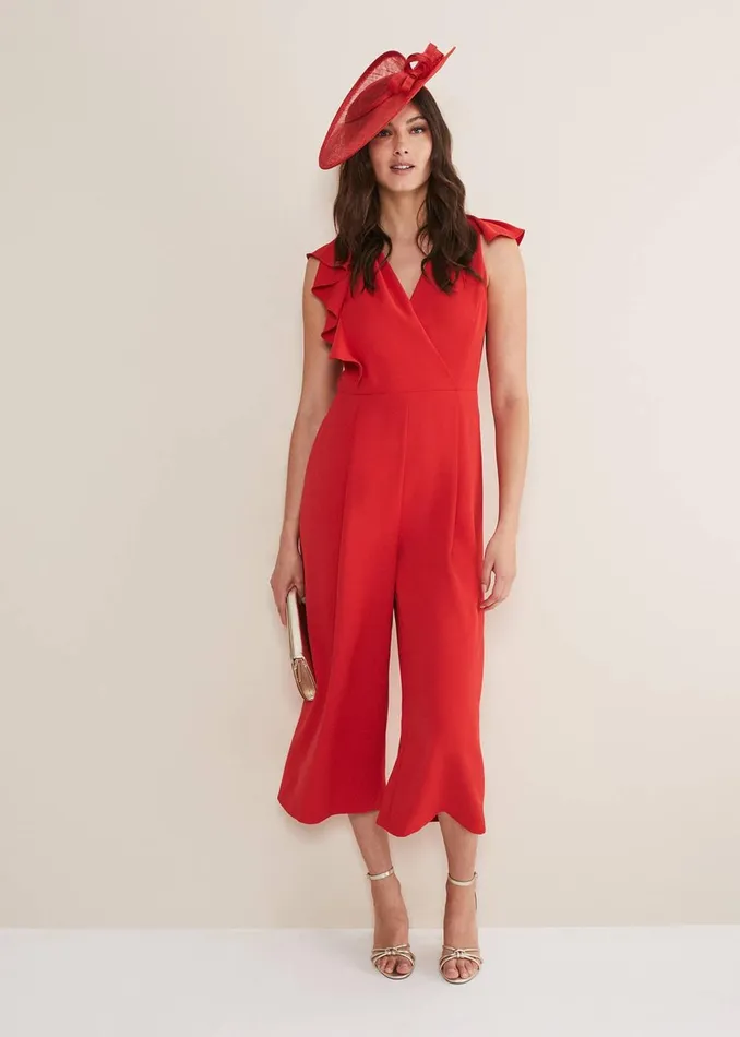 Women Phase Eight Jumpsuits Nicky Ruffle Jumpsuit Fire