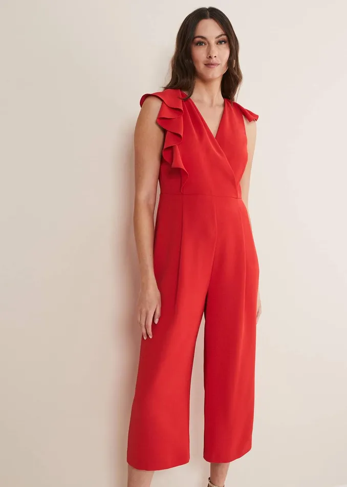 Women Phase Eight Jumpsuits Nicky Ruffle Jumpsuit Fire