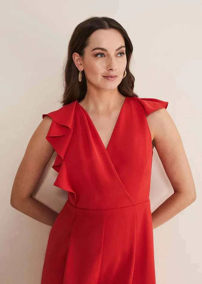 Women Phase Eight Jumpsuits Nicky Ruffle Jumpsuit Fire