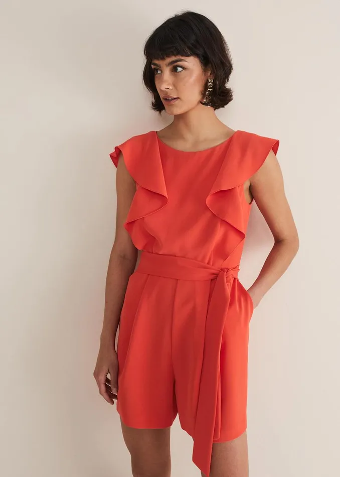 Women Phase Eight Jumpsuits Oaklynn Ruffle Playsuit Vermillion